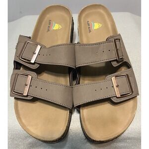 Aloha Island Women's Slip-on Sandals Buckle Adjustment Brown Size 11 Beach